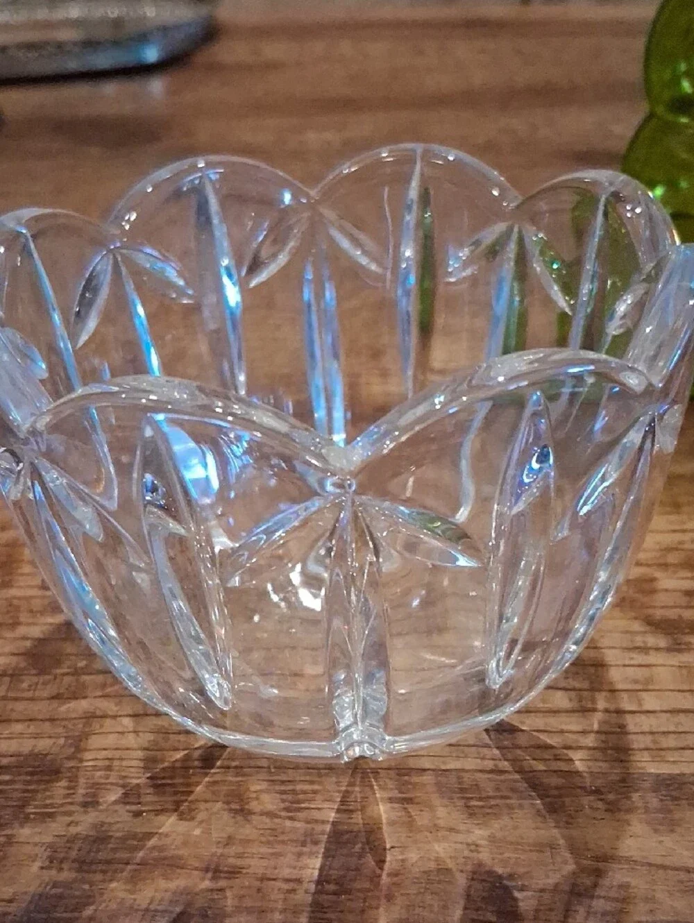Green Bubble Glass Vase & Small Crystal Bowl — Decorative Home Accent